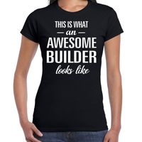 Awesome builder / bouwvakker cadeau t-shirt zwart dames - thumbnail