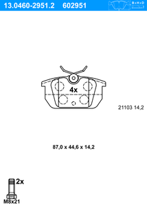 Remblokkenset, schijfrem ATE, u.a. für Alfa Romeo, Fiat, Lancia