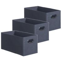 Set van 3x stuks opbergmand/kastmand 7 liter donkergrijs linnen 31 x 15 x 15 cm - thumbnail