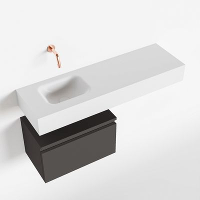 Toiletmeubel Mondiaz Andor | 100 cm | Meubelkleur Dark grey | Lex vrijhangend wastafel Talc Links | Zonder kraangat