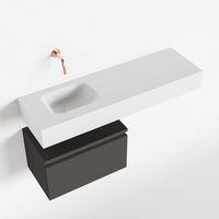 Toiletmeubel Mondiaz Andor | 100 cm | Meubelkleur Dark grey | Lex vrijhangend wastafel Talc Links | Zonder kraangat Toiletmeubel Mondiaz Andor | 100 cm | Meubelkleur Dark grey | Lex vrijhangend wastafel Talc Links | Zonder kraangat