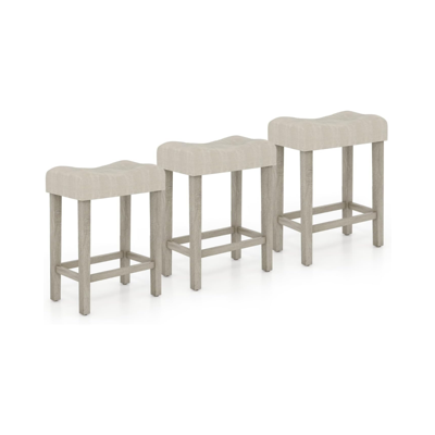 Barkruk Beklede Zadelvormige Kruk voor Lage Eettafels op Barhoogte Grijs（3 Stuks）