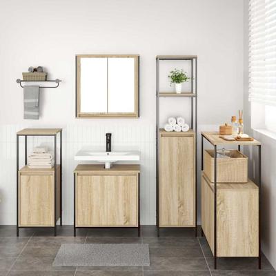 Badkamermeubelset 5 pcs Sonoma eik en Zwart 36 x 35 x 165 cm