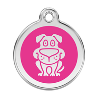 Dog Hot Pink roestvrijstalen hondenpenning large/groot dia. 3,8 cm - RedDingo