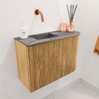 Toiletmeubel Mondiaz Joya Dlux | 61.6 cm | Meubelkleur Oak | Faye wastafel Sombra Wasbak Links | Zonder kraangat(en)