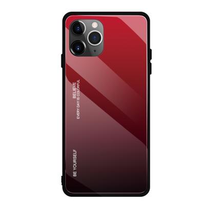 Voor iPhone 11 gradiënt kleur glas geval (rood)
