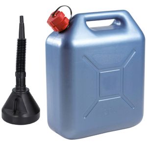 Jerrycan blauw voor brandstof van 20 liter met een handige grote trechter