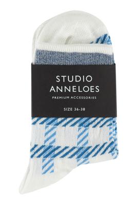 SA socks check - bright blue/off white - 07085