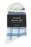 SA socks check - bright blue/off white - 07085