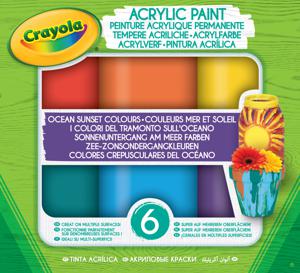 Crayola Acrylverf Ocean-Sunset tinten - 6st.