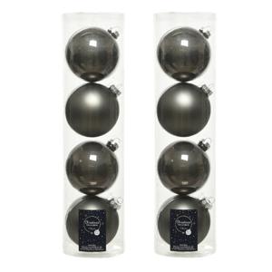 Decoris kerstballen - 8x st - antraciet grijs - D10 cm - glas - kerstversiering