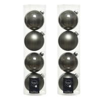 Decoris kerstballen - 8x st - antraciet grijs - D10 cm - glas - kerstversiering