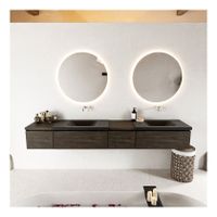 Mondiaz Bukla 240cm badmeubel met module 40 rechts kleur dark brown met 4 lades en wastafel dubbel zonder kraangat kleur urban