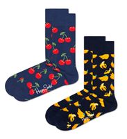 Happy Socks Happy Socks Sokken Met Print Kersen Bananen 2-Pack - thumbnail