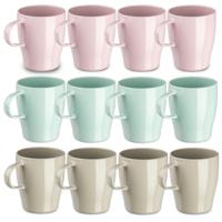 Plasticforte Bekers - 12x stuks - kunststof - gekleurd - 300 ml - onbreekbare mokken