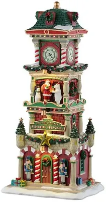 Lemax the village square clock tower verlicht kersthuisje Santa&apos;s Wonderland 2025