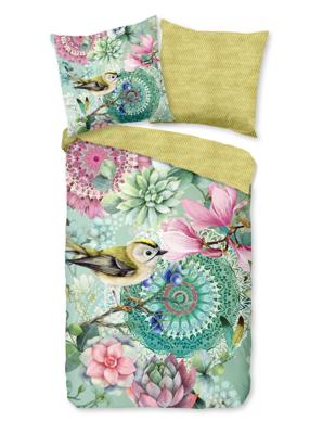 HIP Dekbedovertrek "mandala's, bloemen en vogels" - Groen - (155x220 cm) - Katoen Satijn HIP Dekbedovertrek "mandala's, bloemen en vogels" - Groen - (155x220 cm) - Katoen Satijn