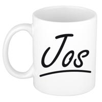 Jos Naam koffiemok - beker - met sierlijke letters - wit - 300 ml - Cadeau - Heren