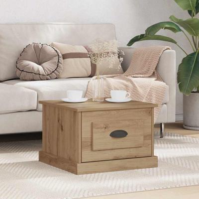 Salontafel artisanaal eikenkleurig 50 x 50 x 35 cm Bewerkt hout