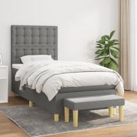 Boxspring met matras stof donkergrijs 90x190 cm