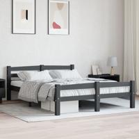 Bedframe massief grenenhout donkergrijs 140x200 cm
