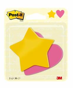 Post-it Notes, 2 x 30 vel, ft 70 x 72 mm, ster ultra geel, hart power roze