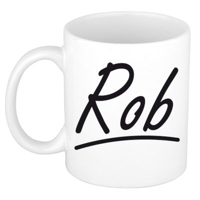 Naam cadeau mok / beker Rob met sierlijke letters 300 ml Naam cadeau mok / beker Rob met sierlijke letters 300 ml