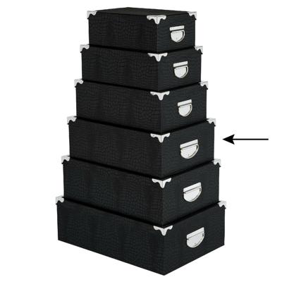 5Five Opbergdoos/box - 4x - zwart - L40 x B26.5 x H14 cm - Stevig karton - Crocobox 5Five Opbergdoos/box - 4x - zwart - L40 x B26.5 x H14 cm - Stevig karton - Crocobox