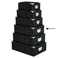 5Five Opbergdoos/box - 4x - zwart - L40 x B26.5 x H14 cm - Stevig karton - Crocobox