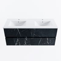 MONDIAZ VICA 120cm badmeubel onderkast Marquina 4 lades. Wastafel DENIA dubbel 2 kraangaten, kleur Glanzend Wit.