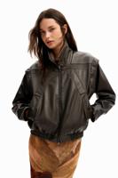 Leatherlook jack met afneembare mouwen - BLACK - S - thumbnail