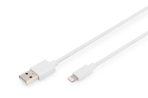 Digitus Apple iPad/iPhone/iPod Aansluitkabel [1x USB, USB-A 2.0 stekker - 1x Apple dock-stekker Lightning] 1.00 m Wit