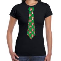 Stropdas Kerst T-shirt kerstman met bier voor dames zwart