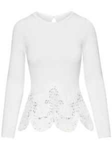 Oscar de la Renta pull Birdsnest festonné - Blanc