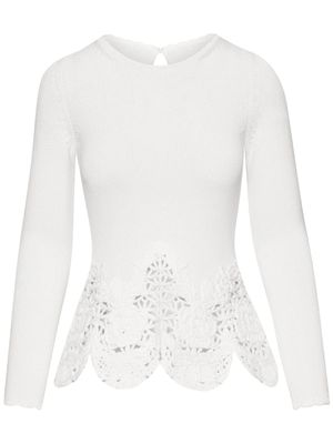 Oscar de la Renta pull Birdsnest festonné - Blanc