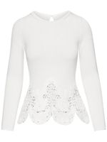 Oscar de la Renta pull Birdsnest festonné - Blanc