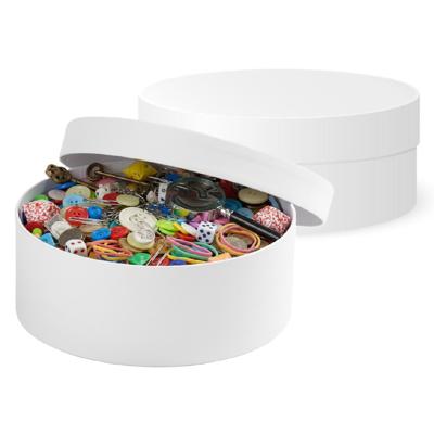 Ronde witte hobby knutsel doos - 2x - dozen van karton - 12.5 x 5 cm - Hoedendoos - cadeauverpakking