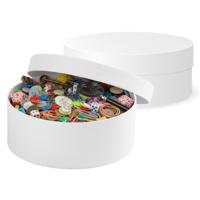Ronde witte hobby knutsel doos - 2x - dozen van karton - 12.5 x 5 cm - Hoedendoos - cadeauverpakking