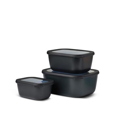 Set van 3 Mepal multikommen rechthoekig Cirqula nordic black 750 ml + 1500 ml + 3000 ml