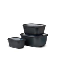 Set van 3 Mepal multikommen rechthoekig Cirqula nordic black 750 ml + 1500 ml + 3000 ml