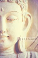 Karo-art Schilderij - Lichte Boeddha , Beige Bruin , 3 maten, Premium print