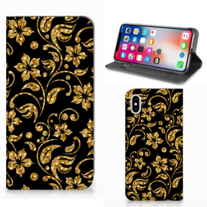 Apple iPhone Xs Max Smart Cover Gouden Bloemen