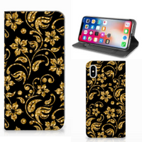 Apple iPhone Xs Max Smart Cover Gouden Bloemen - thumbnail