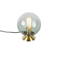 QAZQA Art deco tafellamp messing met groen glas - Pallon