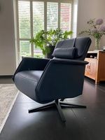 Leren relaxfauteuil - met extra nekkussen - blauw leer - Echt leer, Modern, ontdek de vele Leersoorten en Kleuren bij ShopX
