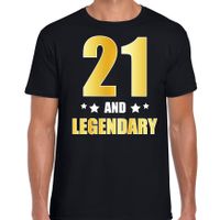 21 and legendary verjaardag cadeau t-shirt goud 21 jaar zwart voor heren - thumbnail