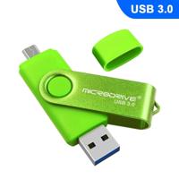 MicroDrive 16GB USB 3 0 Android telefoon & computer dual-use Rotary Metal U disk (groen)