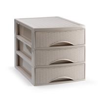 Ladekastje bureau organizer SORTED - 3 lades - beige - L26 x B35 x H28 cm - kunststof
