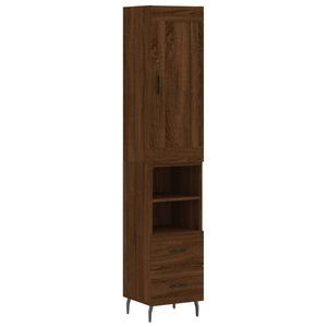 vidaXL Hoge kast 34,5x34x180 cm bewerkt hout bruin eikenkleur