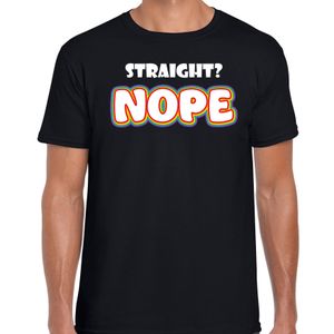 Gay Pride shirt - straight? nope - regenboog - heren - zwart